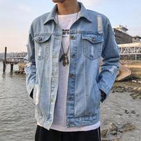 IELGY Trendy Youth Hong Kong Style Denim Jacket Men's Loose S mėlyna