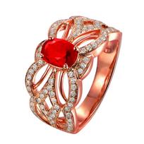European And American Concubines Flower Lines Of Ruby Caibao Ring 10