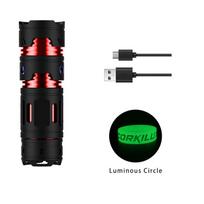 USB įkraunamas nešiojamas LED žibintuvėlis pirštų galiukų giroskopas dekompresinis žibintuvėlis lauko aliuminio lydinio mini žibintuvėlis prožektorius kempingo šviesa FS1 Black