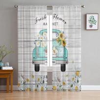 Ladybug Daisy Sheer Curtain for Living Room Voile for Window Blinds Bedroom Tulle Drape Kitchen Cortinas Hall Curtains 1 PCS W100XH250cm white