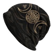 Hecate Wheel Triple Moon Goddess Bonnet Femme Slouchy Beanie Hat Hipis Goth Pentagram Witch Witchcraft Ski Skullies Beanies kepuraitė One Size black