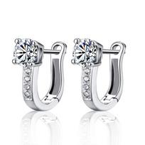 Pearl U Type Zircon Earrings Silver Color Jewelry For Women Girl Pendientes Plata Brincos Button 925 Silver Needle Earrings