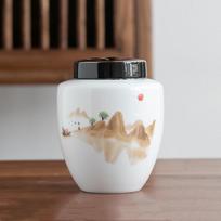 Didelės talpos keramikos arbatos „Caddy“ rankomis dažytas kraštovaizdžio raštas, sandarus laikymo bakas, kelioninis arbatos stiklainis „Oolong Tieguanyin“ konteineriai A 11.5X14.5CM  750ML