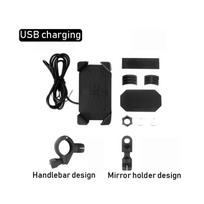 Universalus dviračio motociklo telefono laikiklis, USB įkrovimas, vandeniui atsparus GPS navigatoriaus vairo laikiklis, skirtas 4''-6'' USB charging