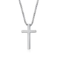 OPK Simple Stainless Steel Cross Men's Necklace sidabras