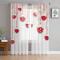 Kalėdinės snaigės Lapai Kankorėžiai Dekoras Tiulis Permatomos Užuolaidos Svetainė Miegamojo Langas Užuolaidos Voile Organza užuolaidos W135 x H115cm x1&Rod Pocket white