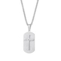 OPK Fashion Titanium Steel Cross Frame Necklace 3*55cm sidabras