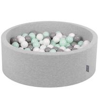 KiddyMoon 90x30cm/300 kamuoliukų Kamuoliukai 7cm / 2.75in kūdikių putplasčio kamuoliukų duobė sertifikuota pagaminta eu, šviesiai pilka:balta/pilka/mėtinė 90x30cm/300 balls