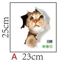 1PC Hole View Cat 3D Wall Sticker Bathroom Toilet Kids Room Wall Decoration Decals Sticker