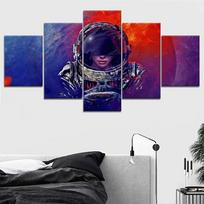 5 dalių astronautų mergaičių planeta, kosminė erdvė Cuadros Decoracion paveikslai ant drobės Sienų menas namų dekoravimui Sienų dekoras be rėmelio 20x35cm*2  20x45cm*2  20x55cm*1