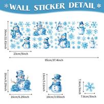 Kalėdų snaigė Sniego senelis Sieniniai lipdukai Kalėdinis stiklinis langas Svetainė Namų dekoravimas Tapetai Menas Nuimamas Naujųjų Metų lipdukas 4pcs-23*30cm mėlyna