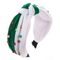 Plaukų juosta Moteriška Kalėdų spalvinga turkio spalvos inkrustuota krištolo plataus krašto saldainių spalvos galvos juosta Universalus galvos apdangalas One Size red