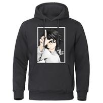 Autumn Unisexs Hoodie Japanese Anime Death Note Hoodies Streetwear Unisex Funny Pullover Warm Harajuku Sweatshirt L black