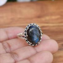 Labradorite Oval Gemstone Handmade Boho Designer Ring, 925 Silver Ring, Birthstone Ring, Statement Jewelry 6