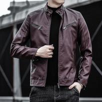 Vyriški motociklo odiniai drabužiai žieminiai paltai Slim Fit Madingi, gražūs jaunimo laisvalaikio PU odiniai marškiniai M