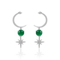 Original designer high-end gemstone earrings. Personalized crescent design s925 silver natural amethyst earrings.