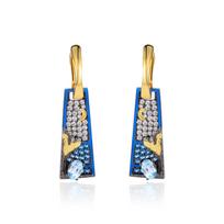 S925 sterling silver sapphire natural topaz earrings niche square earrings original design colorful treasure earrings for women 925 silver