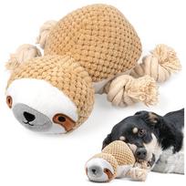Plush sloth with a squeaker for dogs smėlis