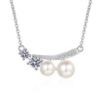 New 925 Sterling Silver Nature Pearl Moissanite Pods Pendant Necklace Delicate Female Clavicle Chain Wedding Jewelry Gift