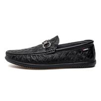 Design High Quality Leather Men Lazy Shoes Soft  Fashion Brand Men Leather Casual Slip-On Shoes 38 juoda