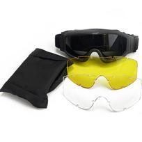 Black Green Tan Goggle Sunglasses 3 Lens Paintball Motociklų vėjui atsparūs akiniai b4f1yk-1-black-Black juoda