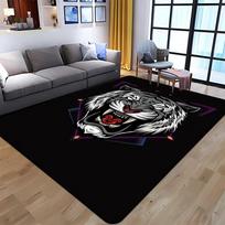 Tiger Animal Spausdintas kilimas Buitinis kilimėlis Vaikų kambario Svetainės kėdė Prie lovos Modernus paprastas grindų kilimėlis Kawaii kilimėlis 40cm x 60cm gray