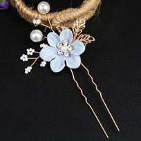 Women Bridal Headpiece Hair Accessories Jewelry Pearl Rhinestone Gold Color Flower Hair Combs 13