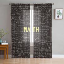 Math Equation Blackboard Tulle Curtains For Living Room Bedroom Home Decor Chiffon Sheer Voile Kitchen Curtain 135W x 114H(cm) gray