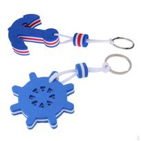 2 Pieces Marine Outboard Floating Keyring Sailing Kayak Fishing Canoeing- Anchor and Rudder Blue blue