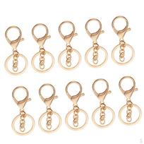 10 Pieces Lobster Snap Trigger Swivel Clips Hook Clasps Keychain Key Ring Plated Gold With the chain beige