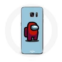 Coque pour Samsung Galaxy S7 Edge Among Us jeu vidéo Fond bleu mėlyna