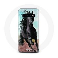 Coque pour Samsung Galaxy S10 Edge Cheval Noir De La Race Frisonne