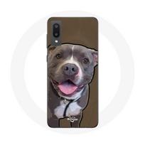 Coque pour Samsung Galaxy A02 Chien Pitbull Blanc gris balta
