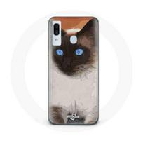 Coque pour Samsung Galaxy A20e Siamois Noir et blanc Yeux Bleus