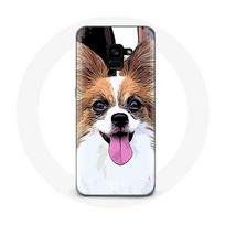 Coque pour Samsung Galaxy A8 Plus Épagneul nain continental papillon Chiot Blanc et marron
