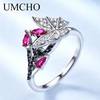 UMCHO Natural Black Spinel Ruby Gemstone Butterfly Ring Anniversary Birthday Valentine's Day Jewelry Gifts 5