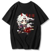 Genshin Impact Arataki Itto 2D Print Summer Men/Women O-Neck T-shirt Casual Cotton Short Sleeve Fashion Pullover Unisex Clothing S black