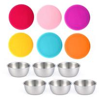 6 vnt. Nerūdijančio plieno padažų indelių Rinkinys Daugkartiniai Sandarūs Salotų padažo indelis Prieskonių puodelis 6pcs small (50ML) blue