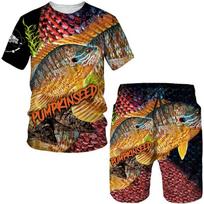 3D Spausdinti Vyriški marškinėliai/Šortai/Kostiumai Harajuku Fashion Camo marškinėlių rinkinys Hiphopo lauko sportinė apranga Vasaros Gražus žvejybos menas XL