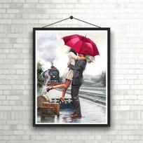 Pasidaryk pats deimantais tapomas paveikslas Apsikabinę lietuje Kryželiu siuvinėjimo rinkinys Mozaikos menas Deimantais tapomas paveikslas Pilnas apskritimas/kvadratas Deimantas Namų dekoracija Round 20x30cm