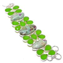 Ruby Fuchsite, Chalcedony Gemstone 925 Sterling Silver Jewelry Bracelet 8  B1K22