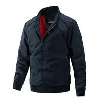 Fashion Autumn Stand Collar Jacket Man Bomber Jacket Mens Cotton Windbreaker Jackets Coat Men's Clothing Casual Slim Zipper Jacket Plus Size M tamsiai mėlyna spalva