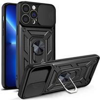 Slystantis kameros objektyvo apsauginis žiedas telefono dėklas iPhone 15 14 13 12 11 Pro Max X XR XS Max 7 8 14 15 Plus smūgiams atsparus kietas PC stovas laikiklis dangtelis For iPhone 8 Plus juoda