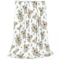 Hand Drawn Cute Koala Blankets Coral Fleece Plush Spring Autumn Australian Soft Throw Blanket for Bed Office Bedding Throws 75x100cm 30x40in