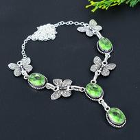 Natural Peridot Gemstone Handmade 925 Sterling Silver Gift Necklace 18  H9u46 white