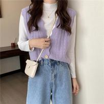 Hollow Knit Sweater Vest Vest Women Lazy Loose Short Sweater Waistcoat Outer Wear All-match Cardigan Vest Sweet Style L
