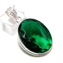 Natural Peridot Gemstone Handmade 925 Sterling Silver Jewelry Pendant 1.77  O5g22 black