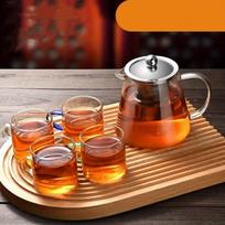 5 Pieces Of Heat-resistant Glass Teapot With Thickened Filter And Flower Design Tea Set Very Suitable For Enjoying Freshly Brewed Tea At Home S9195 Teapot + 4 Cups