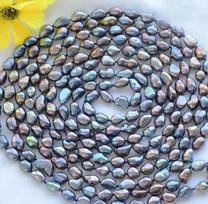8-9mm NATURE peacock black baroque freshwater pearl necklace 100inch