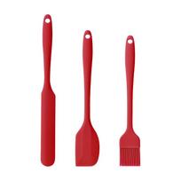 3Pcs/Set Silicone Scraper Heat-resistent Useful Baking Brush for Cream Baking tools Kitchen Spatulas raudona